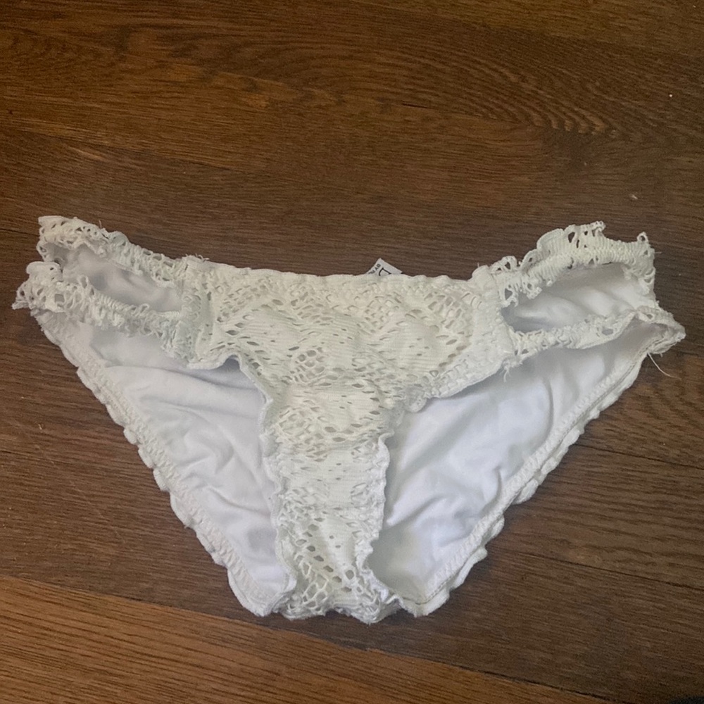ruffle white lace bikini bottom